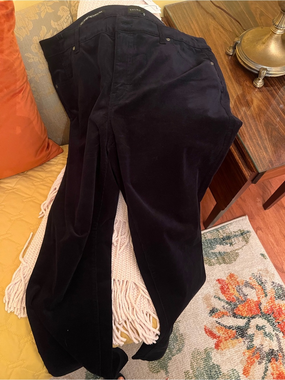 Talbots Navy Blue Straight-Leg Corduroy Pants
